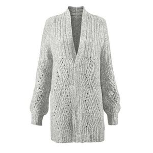 Cabi Gray Chunky Knit Open Front Long Cardigan Sweater Small Cozy Layer